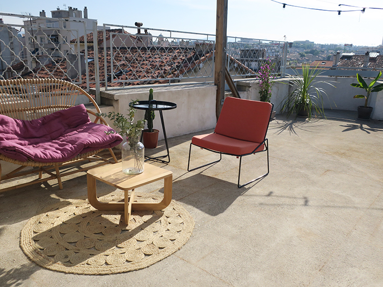 terrasse déco outdoor banquette rotin