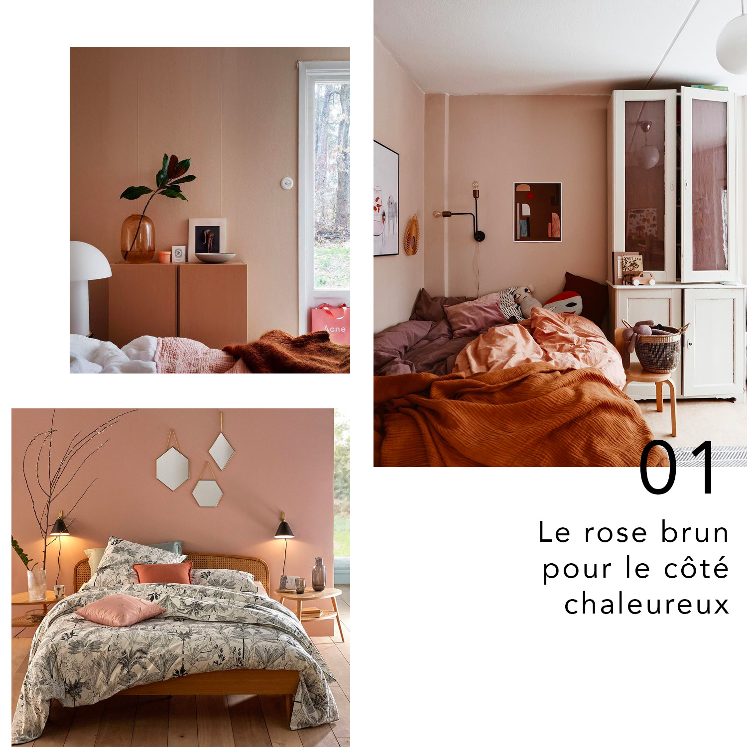 mur rose déco brun