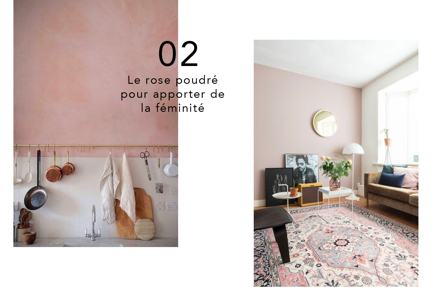 mur rose déco poudré