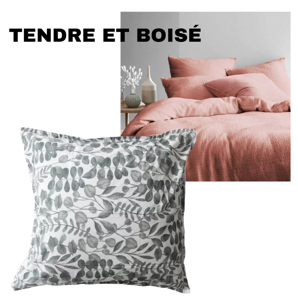 Taie d'oreiller Coton Percale & Lin • Blanc Cerise